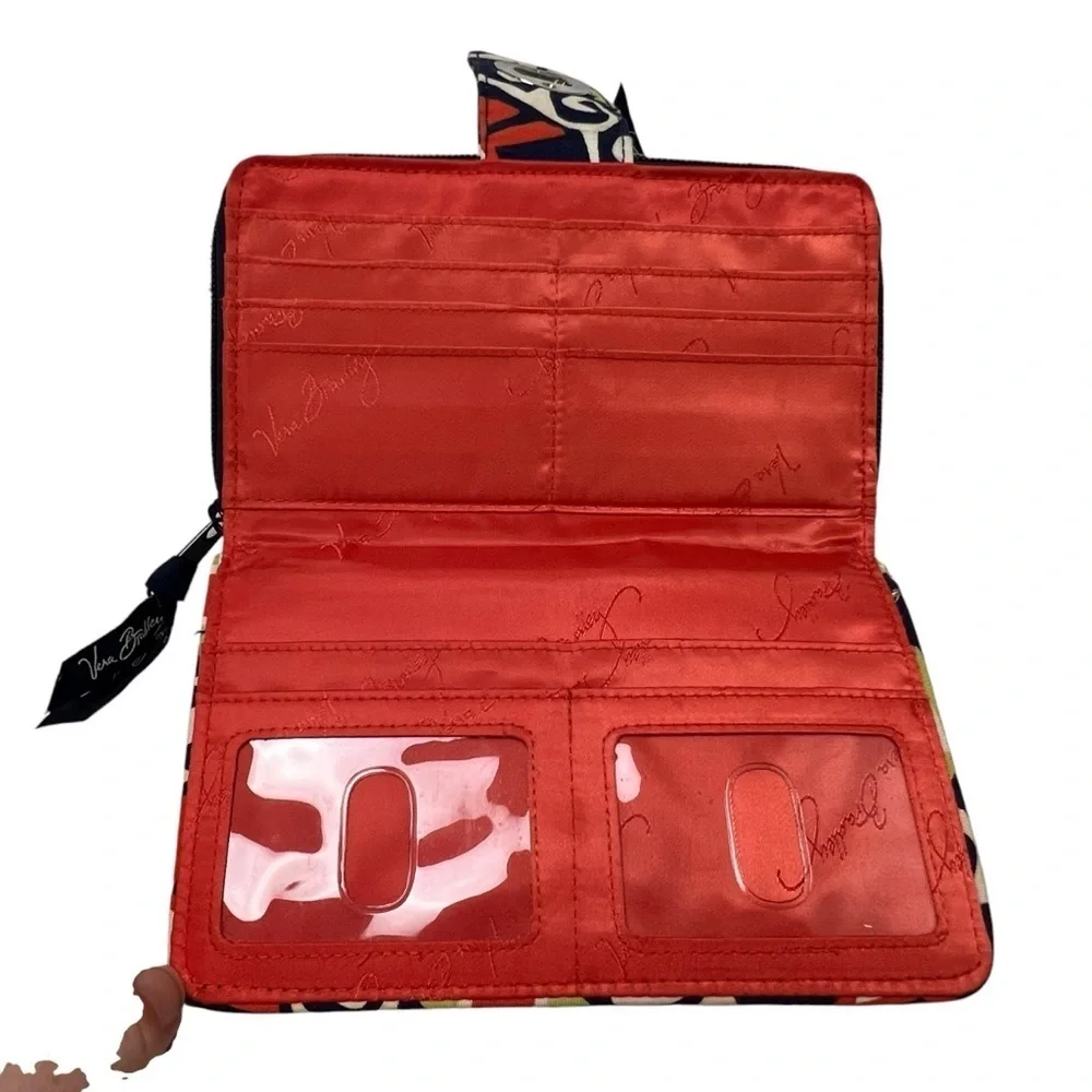 Vera Bradley Twist Lock Wallet Sun Valley Retired Orange Navy | Cards ID Casual